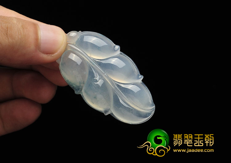 冰种略飘花缅甸翡翠A货叶子挂件