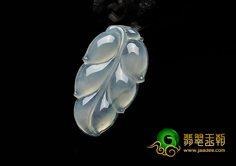 冰种略飘花缅甸翡翠A货叶子挂件