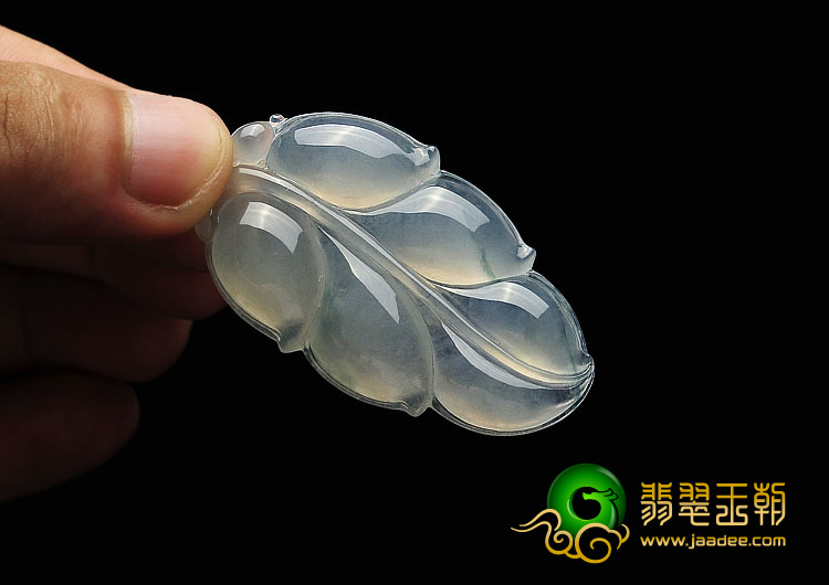 冰种略飘花缅甸翡翠A货叶子挂件