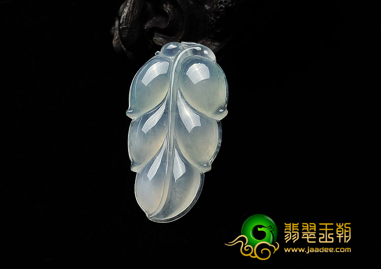 冰种略飘花缅甸翡翠A货叶子挂件
