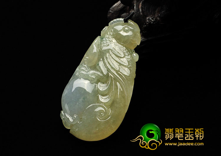 糯冰种淡黄翡飘花缅甸翡翠A货英明神武挂件