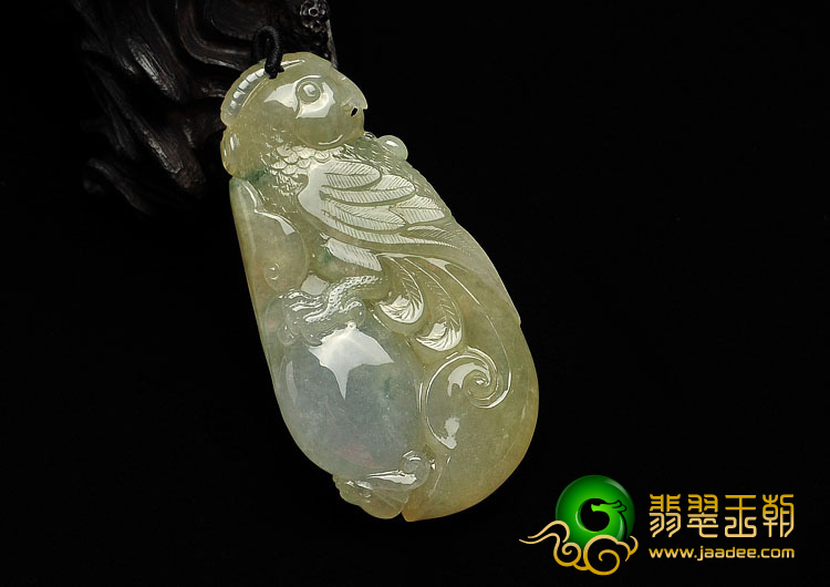 糯冰种淡黄翡飘花缅甸翡翠A货英明神武挂件