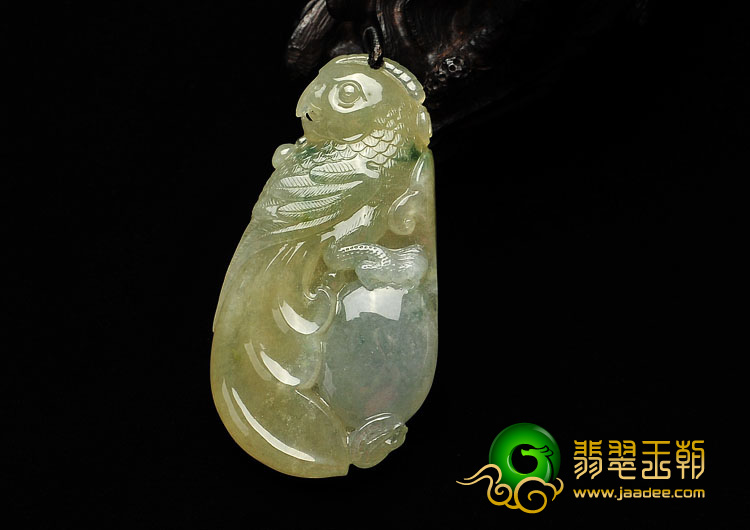 糯冰种淡黄翡飘花缅甸翡翠A货英明神武挂件