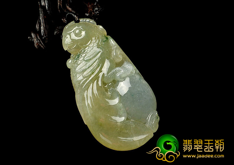 糯冰种淡黄翡飘花缅甸翡翠A货英明神武挂件