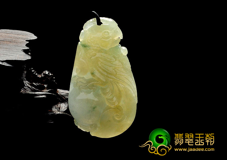 糯冰种淡黄翡飘花缅甸翡翠A货英明神武挂件