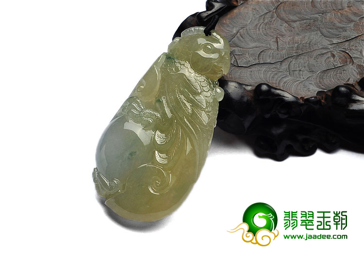 糯冰种淡黄翡飘花缅甸翡翠A货英明神武挂件