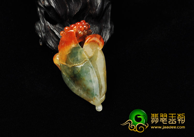 糯冰种多彩缅甸翡翠A货玉兰花挂件