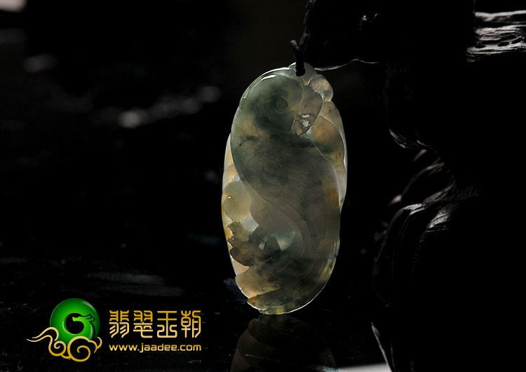 糯冰种飘花缅甸翡翠A货英明神武挂件