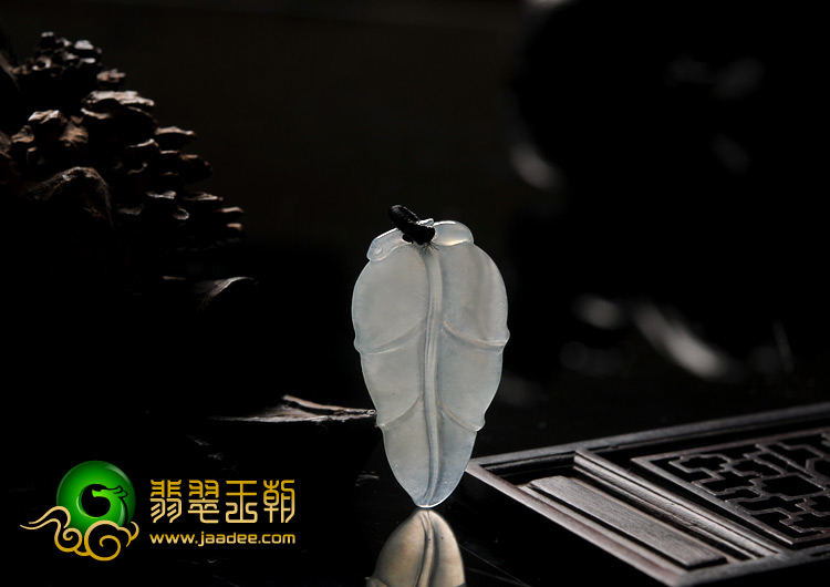 冰种晴水缅甸翡翠A货叶子挂件