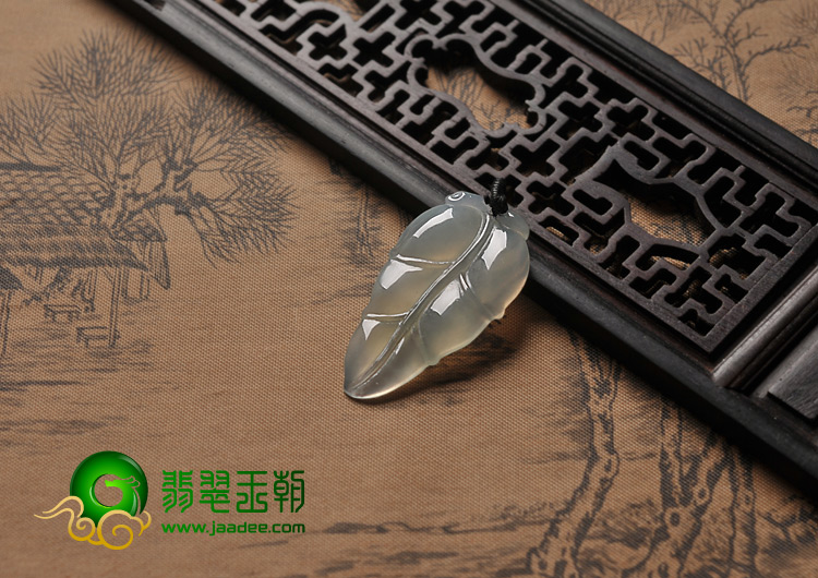 冰种晴水缅甸翡翠A货叶子挂件