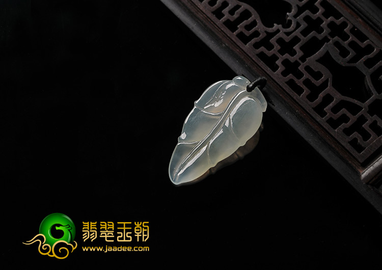 冰种晴水缅甸翡翠A货叶子挂件