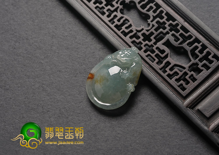 糯冰种晴水缅甸翡翠A货招财进宝挂件