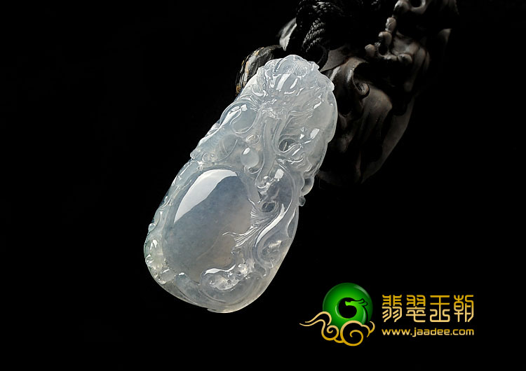 冰种淡紫罗兰缅甸翡翠A货龙抱珠挂件