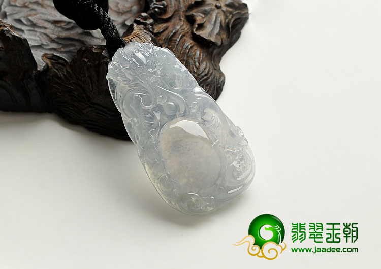 冰种淡紫罗兰缅甸翡翠A货龙抱珠挂件