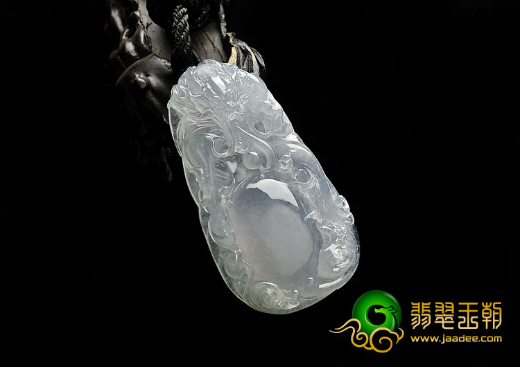 冰种淡紫罗兰缅甸翡翠A货龙抱珠挂件