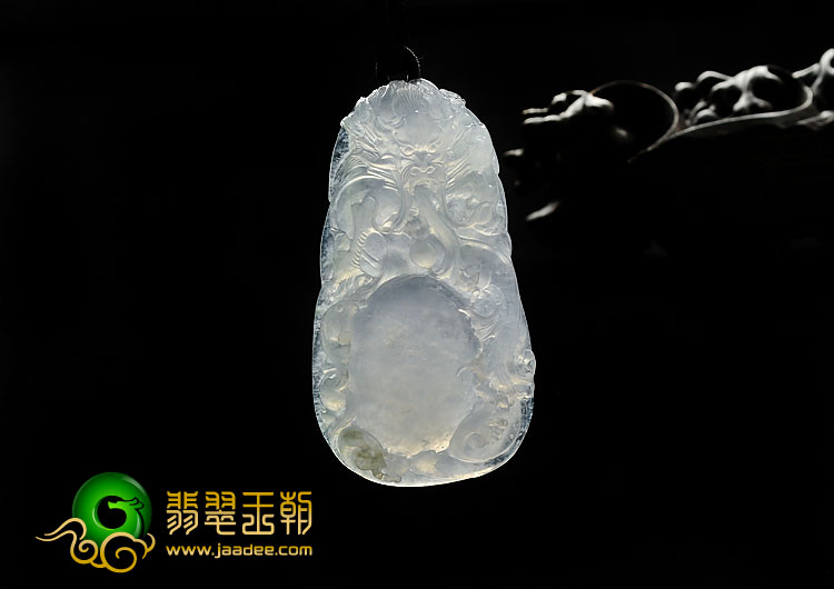 冰种淡紫罗兰缅甸翡翠A货龙抱珠挂件