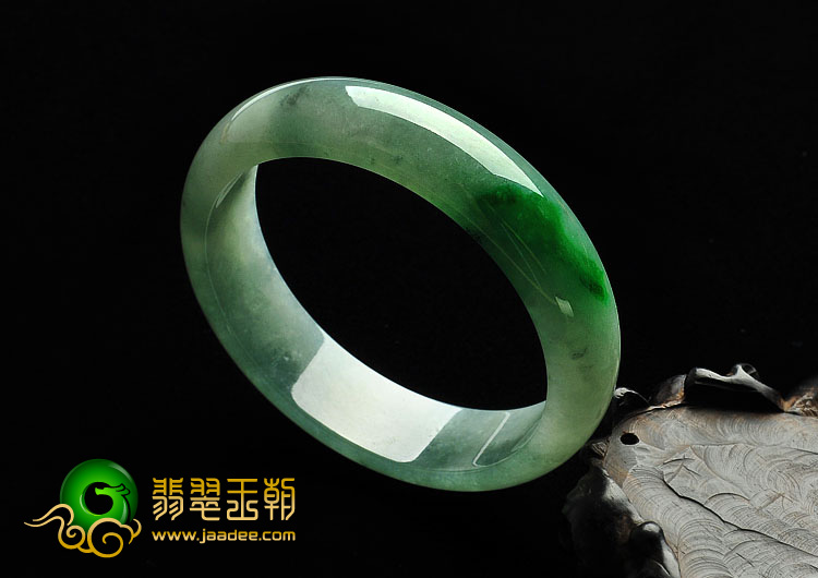 糯冰种飘翠缅甸翡翠A货手镯（58.4mm）