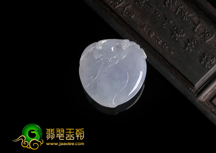 糯冰种紫罗兰略飘花缅甸翡翠A货寿桃挂件