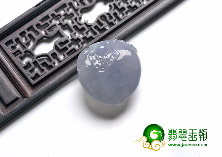 糯冰种紫罗兰略飘花缅甸翡翠A货寿桃挂件