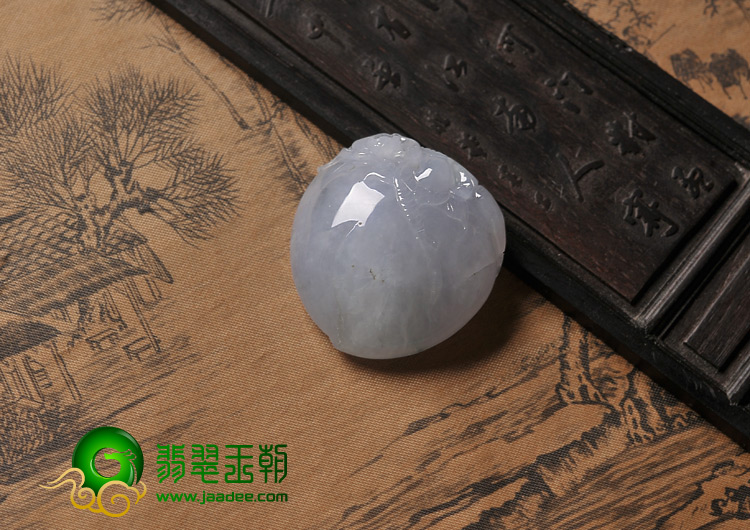 糯冰种紫罗兰略飘花缅甸翡翠A货寿桃挂件