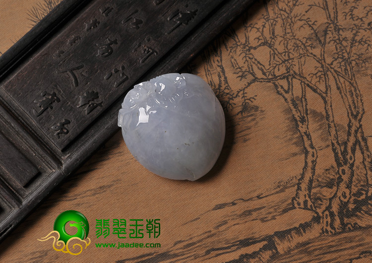 糯冰种紫罗兰略飘花缅甸翡翠A货寿桃挂件