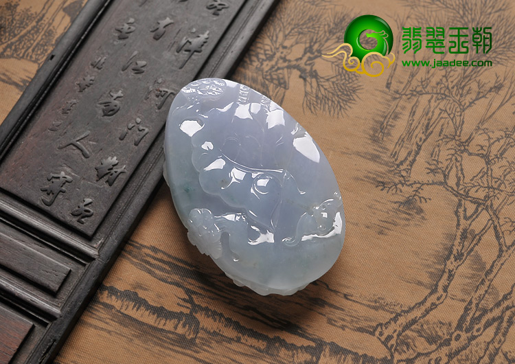 糯冰种紫罗兰略飘花缅甸翡翠A货大展鸿图挂件