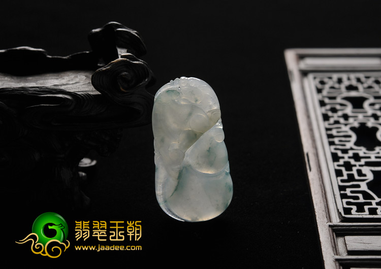 糯冰种飘花缅甸翡翠A货福禄寿挂件