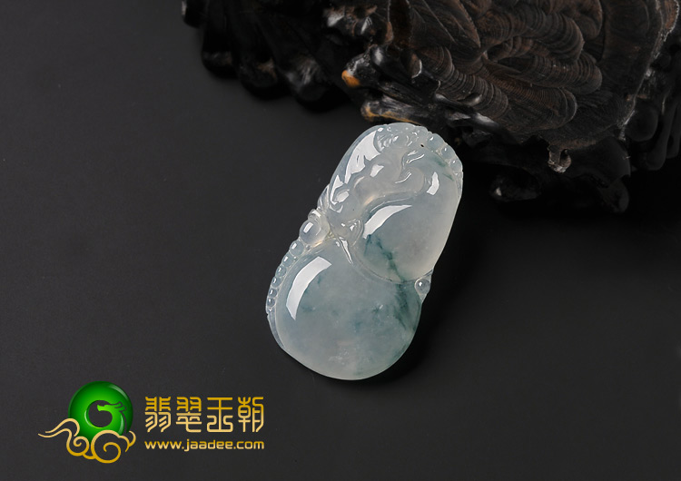 糯冰种飘花缅甸翡翠A货福禄寿挂件