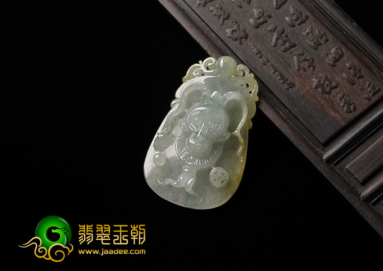 糯冰种黄翡飘花缅甸翡翠A货猴王挂件