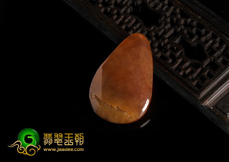 糯冰种褐红翡缅甸翡翠A货喜上眉梢挂件