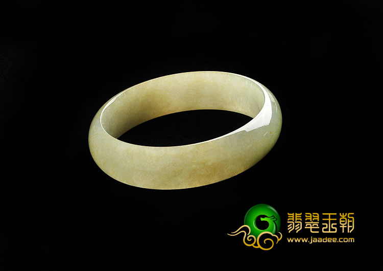 糯冰种黄翡缅甸翡翠A货手镯（55mm）