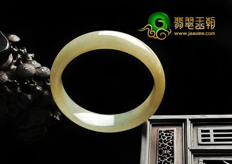 糯冰种黄翡缅甸翡翠A货手镯（55mm）