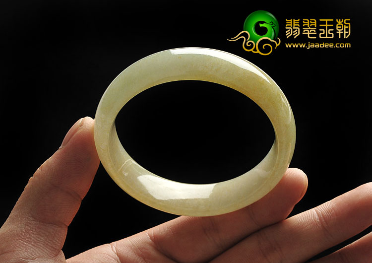 糯冰种黄翡缅甸翡翠A货手镯（55mm）