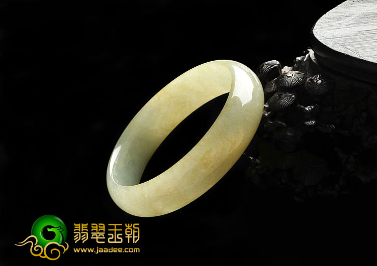 糯冰种黄翡缅甸翡翠A货手镯（55mm）