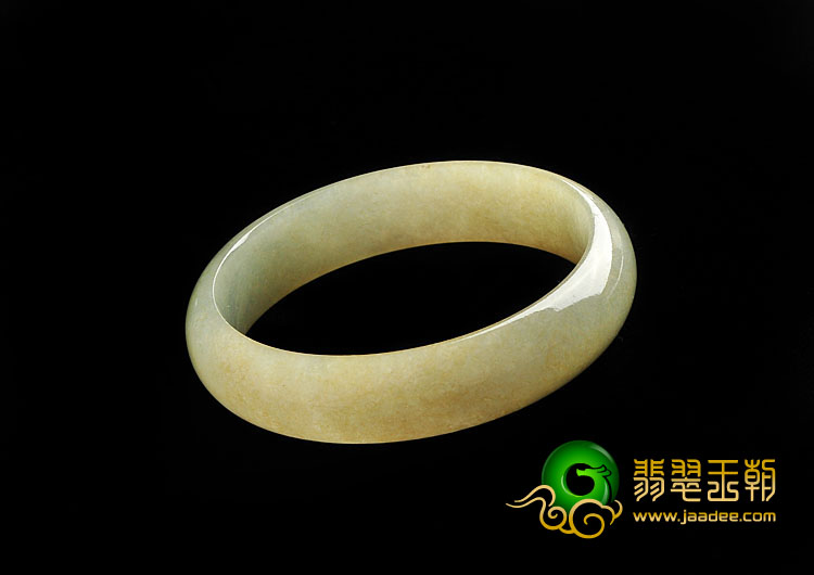 糯冰种黄翡缅甸翡翠A货手镯（55.2mm）