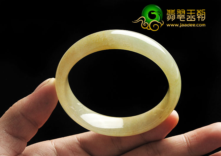 糯冰种黄翡缅甸翡翠A货手镯（55.2mm）