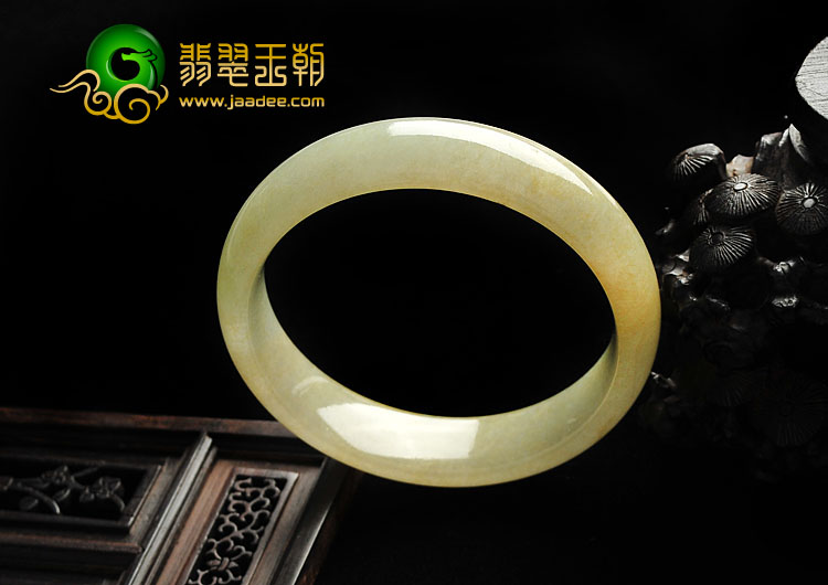 糯冰种黄翡缅甸翡翠A货手镯（55.2mm）