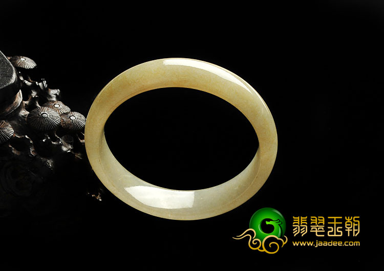 糯冰种黄翡缅甸翡翠A货手镯（55.2mm）