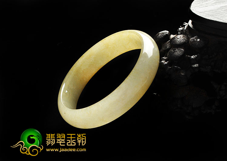 糯冰种黄翡缅甸翡翠A货手镯（55.2mm）