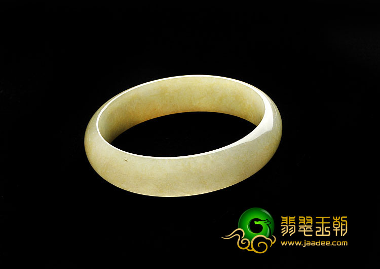 糯冰种黄翡缅甸翡翠A货手镯（55.2mm）
