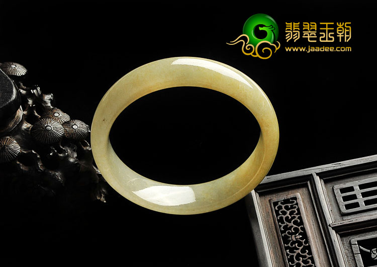 糯冰种黄翡缅甸翡翠A货手镯（55.2mm）