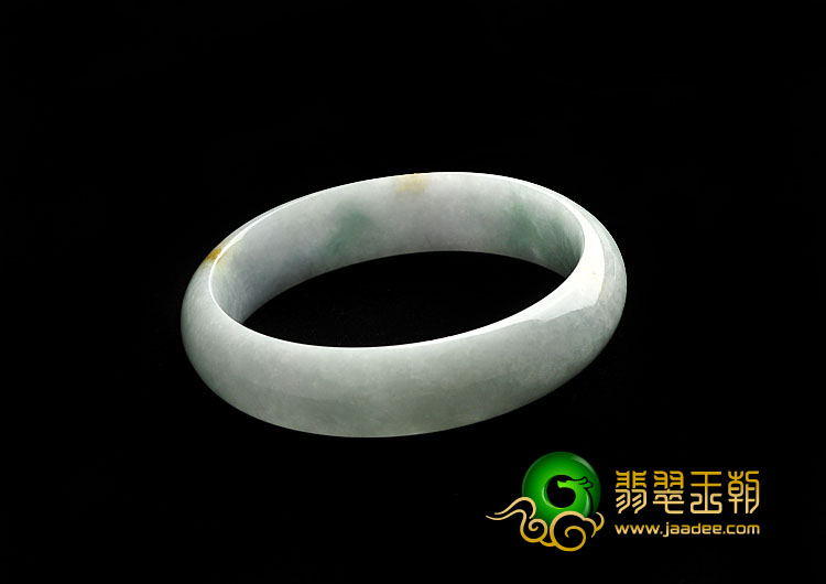 细糯种淡三彩缅甸翡翠A货手镯（55.9mm）