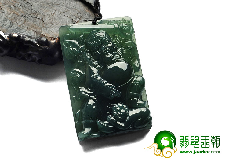冰种油青缅甸翡翠A货钟馗打鬼挂件