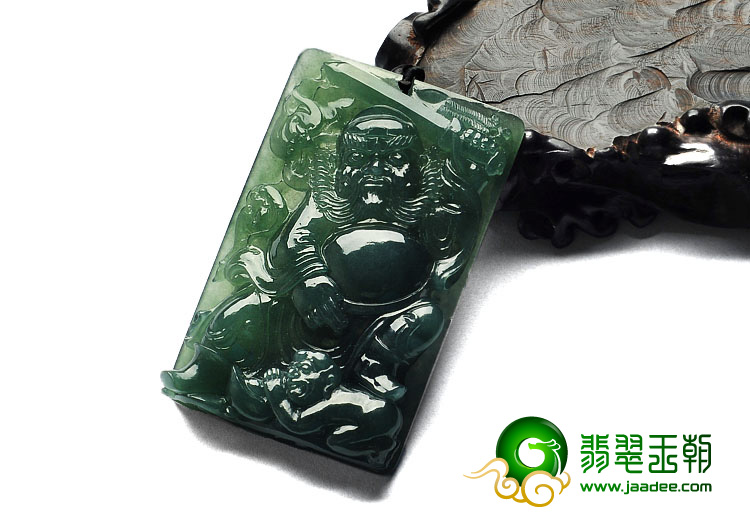 冰种油青缅甸翡翠A货钟馗打鬼挂件
