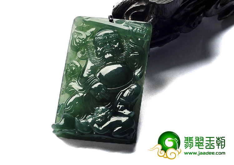 冰种油青缅甸翡翠A货钟馗打鬼挂件