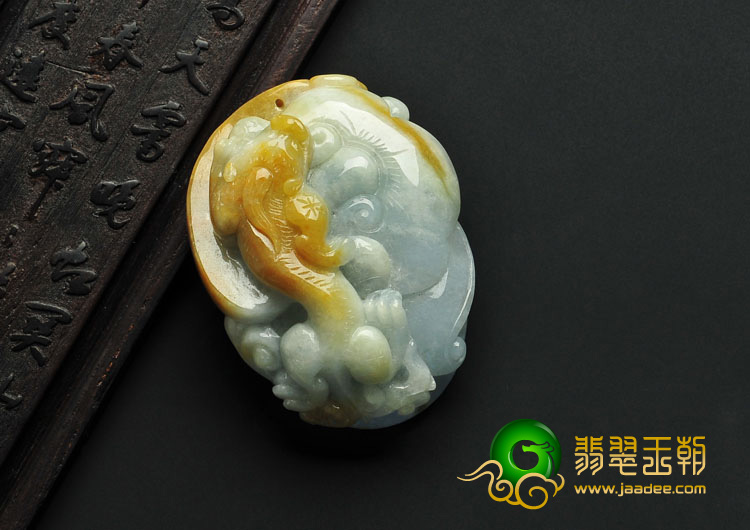 糯冰种黄翡缅甸翡翠A货貔貅挂件