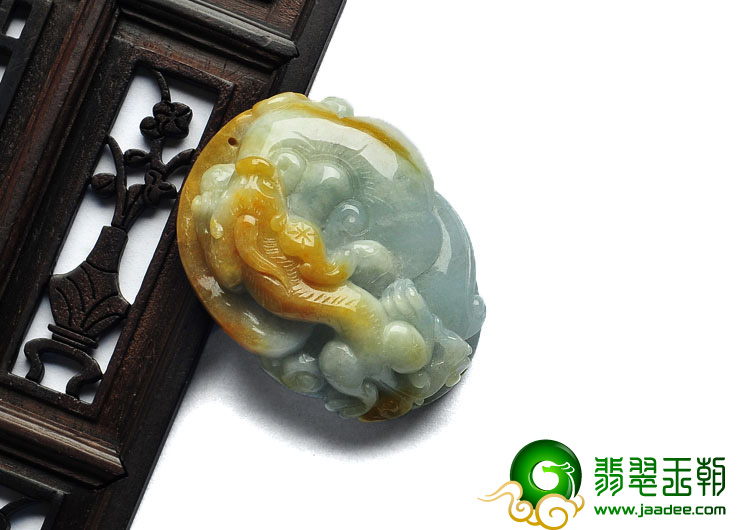 糯冰种黄翡缅甸翡翠A货貔貅挂件