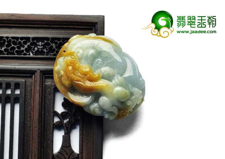 糯冰种黄翡缅甸翡翠A货貔貅挂件