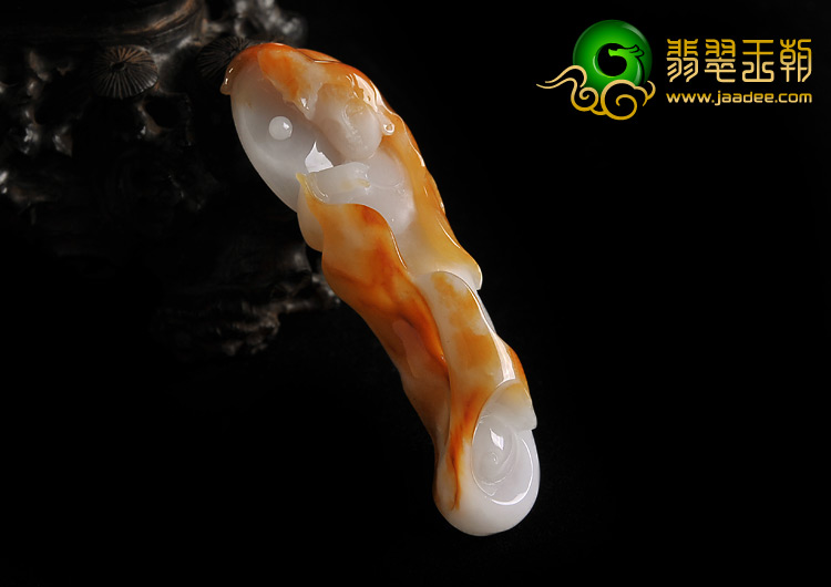 糯冰种红黄翡缅甸翡翠A货美人鱼挂件