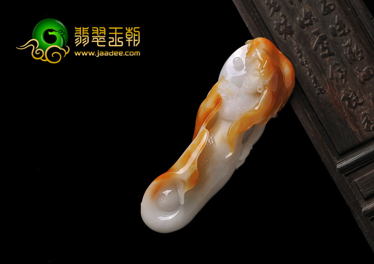 糯冰种红黄翡缅甸翡翠A货美人鱼挂件